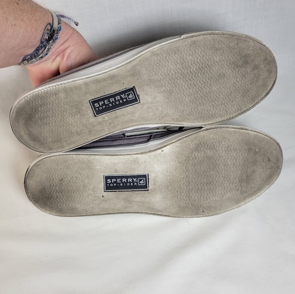 Sperry gray canvas Bahama topsiders Size 8 - Picture 7 of 9